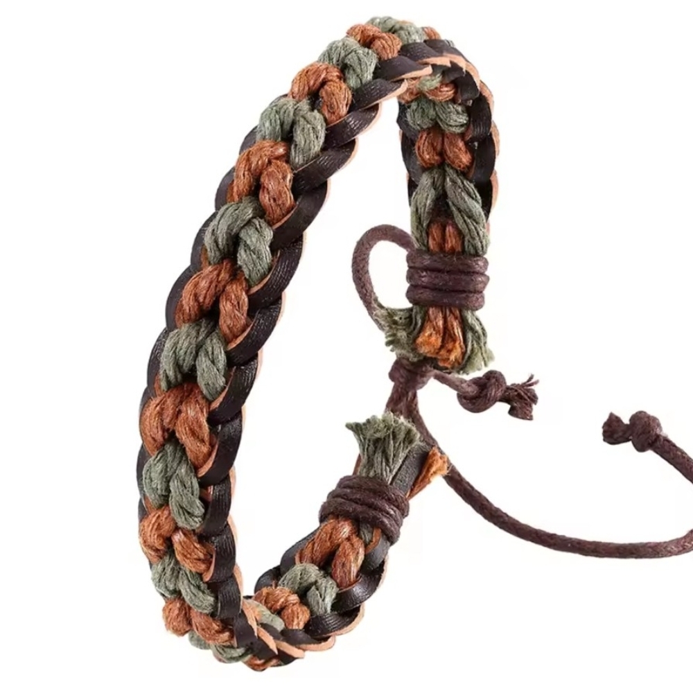 Braided Multicolor Adjustable Leather Bracelet